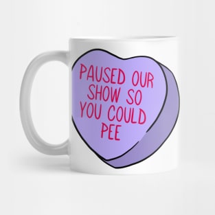 Funny Candy Heart Paused Show Mug